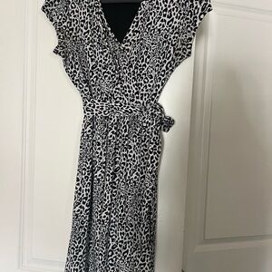 Liz Claiborne Black and White Animal Print Wrap Dress